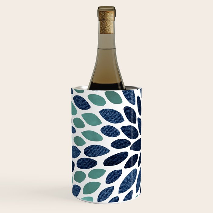 Modern, Blue and Green, Floral Bloom, Botanical Pattern Wine Chiller Gallery Image 2