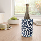 Modern, Blue and Green, Floral Bloom, Botanical Pattern Wine Chiller Gallery Image 4