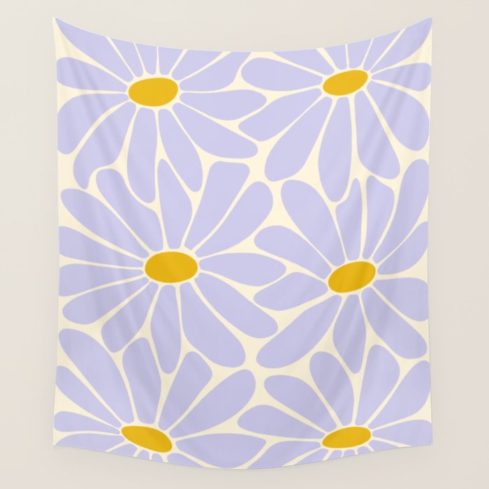 Big Daisy - Groovy Flower - Lilac and Yellow Wall Tapestry Gallery Image 4