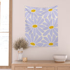 Big Daisy - Groovy Flower - Lilac and Yellow Wall Tapestry Gallery Image 2