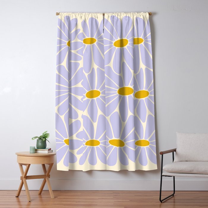 Big Daisy - Groovy Flower - Lilac and Yellow Window Curtain Gallery Image 1