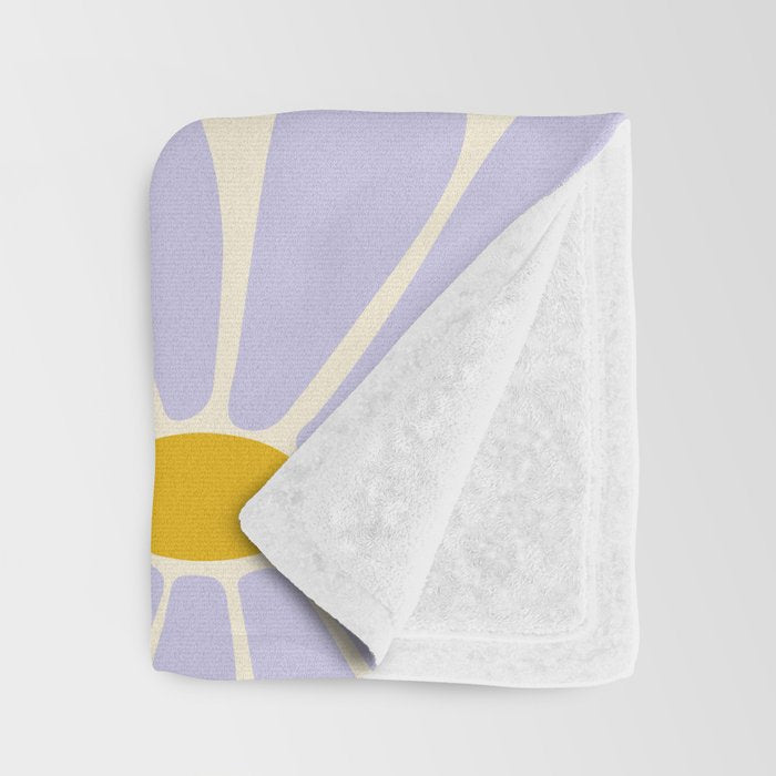 Big Daisy - Groovy Flower - Lilac and Yellow Throw Blanket Gallery Image 3