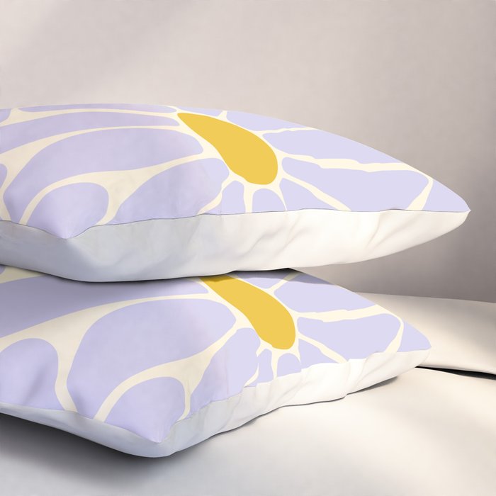 Big Daisy - Groovy Flower - Lilac and Yellow Pillow Sham Gallery Image 3