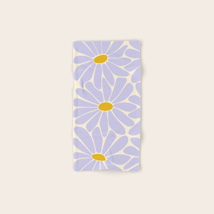 Big Daisy - Groovy Flower - Lilac and Yellow Bath Towel Gallery Image 1
