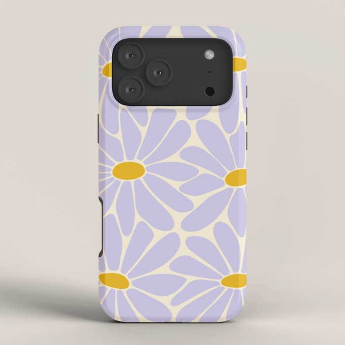 Big Daisy - Groovy Flower - Lilac and Yellow iPhone Case Gallery Image 4