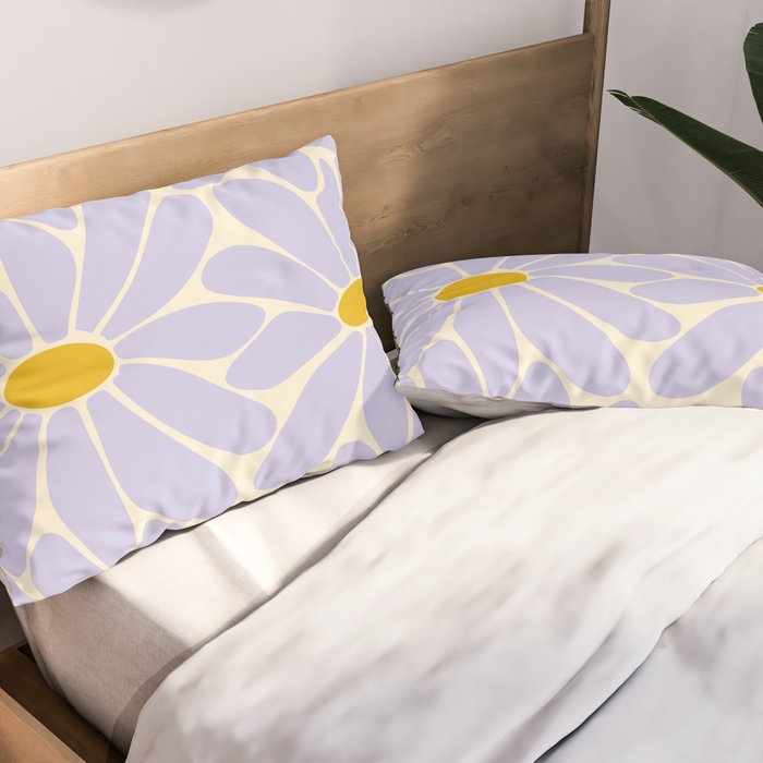 Big Daisy - Groovy Flower - Lilac and Yellow Pillow Sham Gallery Image 2
