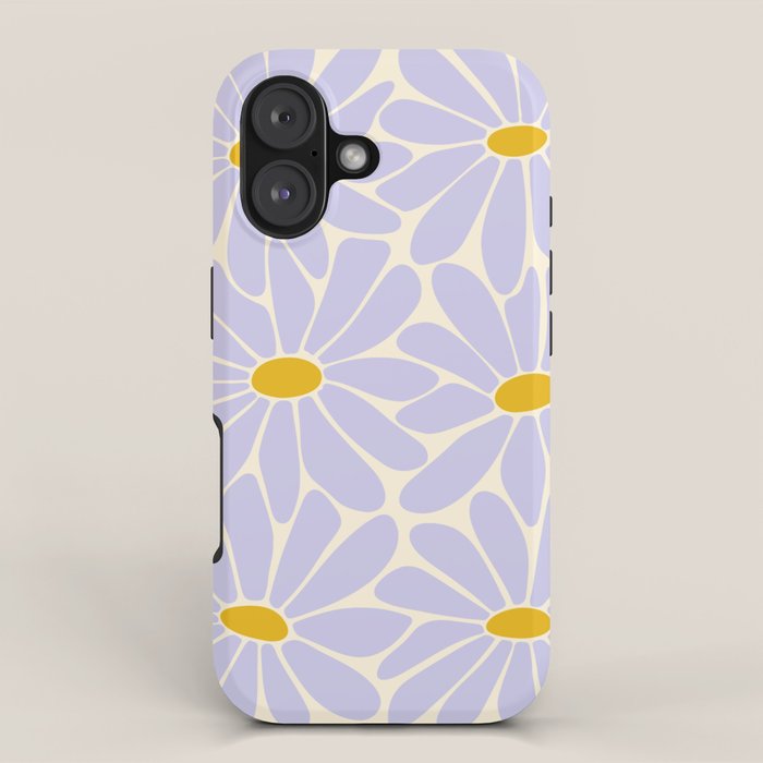 Big Daisy - Groovy Flower - Lilac and Yellow iPhone Case Gallery Image 1