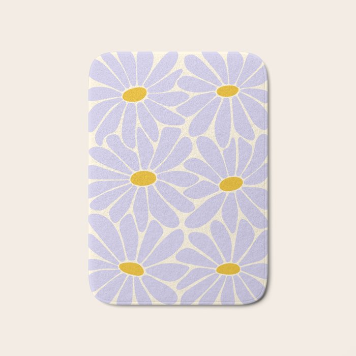 Big Daisy - Groovy Flower - Lilac and Yellow Bath Mat Gallery Image 1