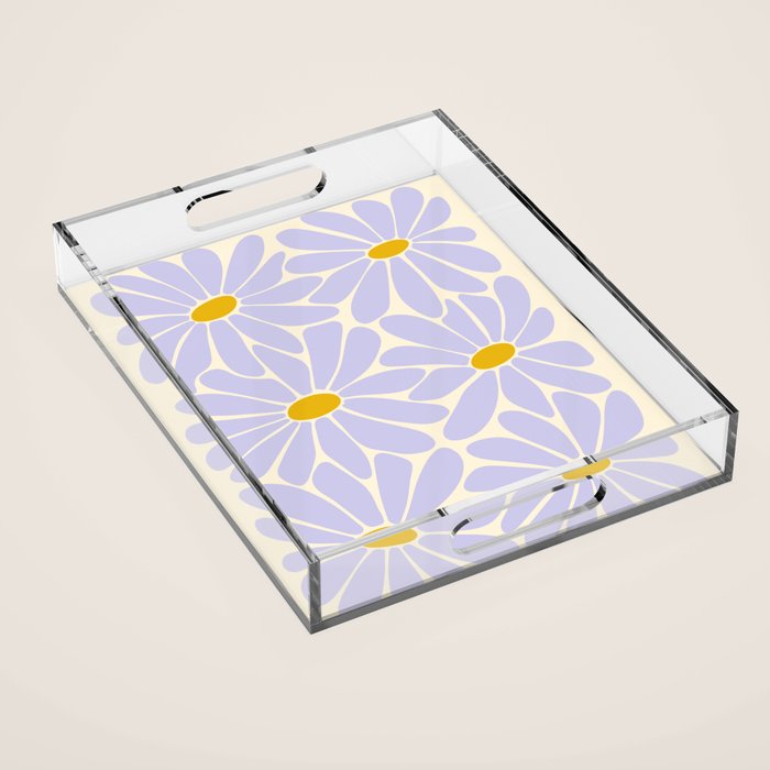 Big Daisy - Groovy Flower - Lilac and Yellow Acrylic Tray Gallery Image 1