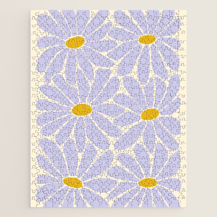 Big Daisy - Groovy Flower - Lilac and Yellow Jigsaw Puzzle Gallery Image 1