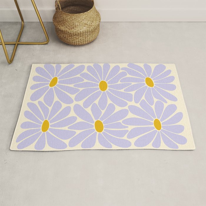 Big Daisy - Groovy Flower - Lilac and Yellow Rug Gallery Image 1