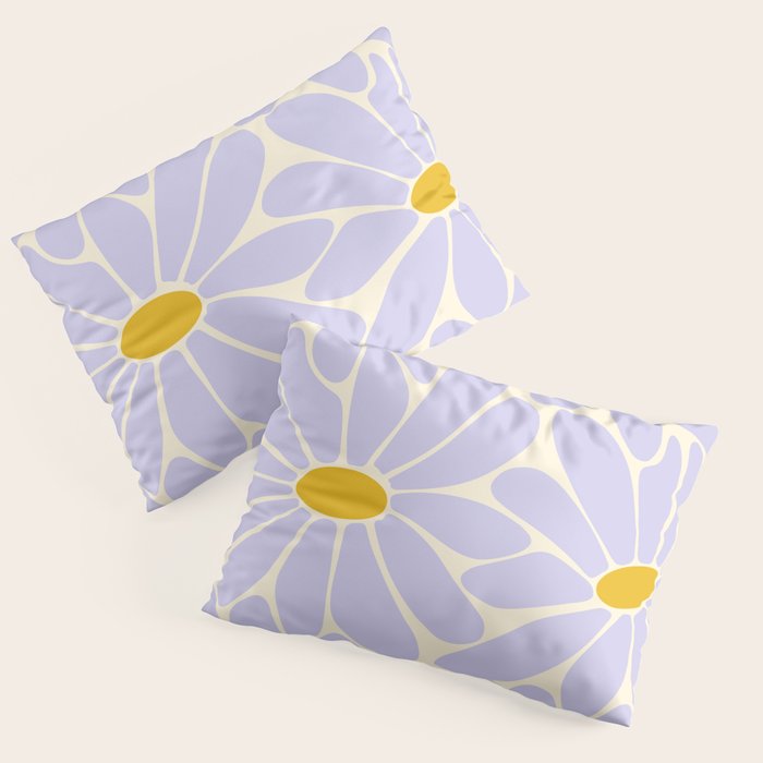 Big Daisy - Groovy Flower - Lilac and Yellow Pillow Sham Gallery Image 3