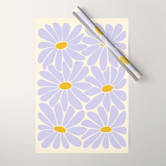 Big Daisy - Groovy Flower - Lilac and Yellow Wrapping Paper Gallery Image 1