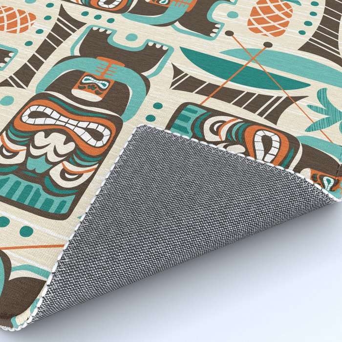 Tiki Hut Cream Aqua Rug Gallery Image 4