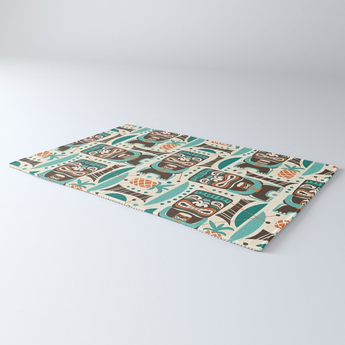 Tiki Hut Cream Aqua Rug Gallery Image 3