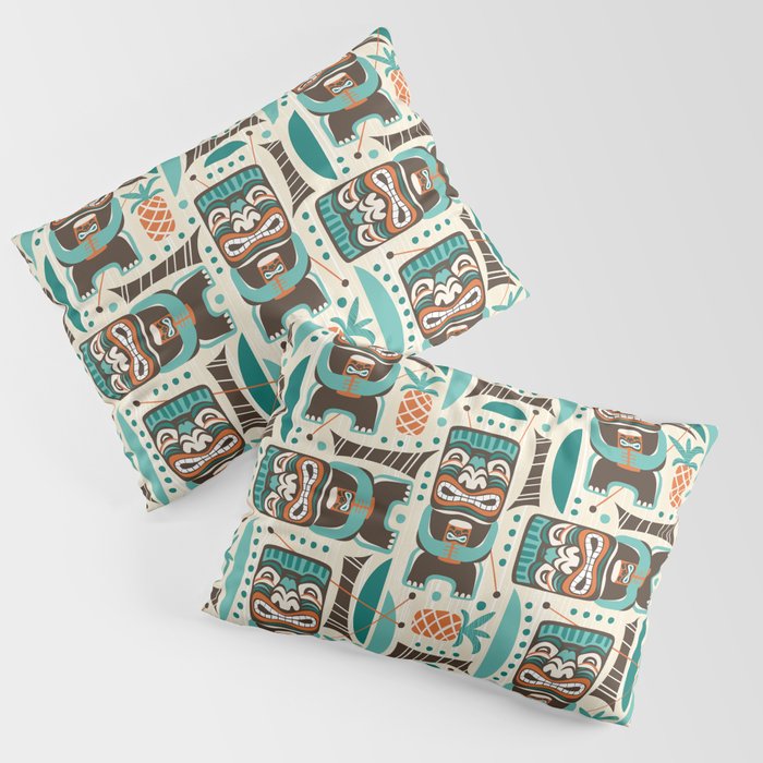 Tiki Hut Cream Aqua Pillow Sham Gallery Image 1