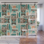 Tiki Hut Cream Aqua Wall Mural Gallery Image 1