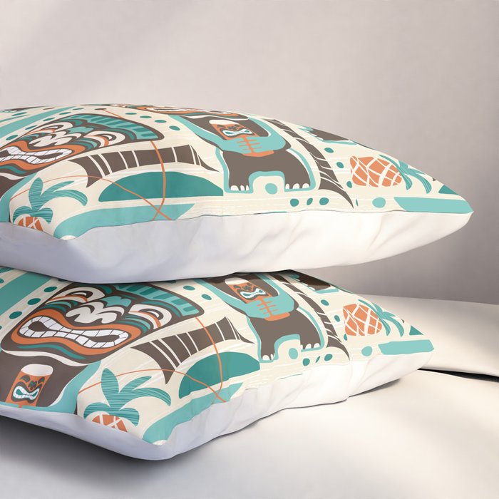 Tiki Hut Cream Aqua Pillow Sham Gallery Image 3