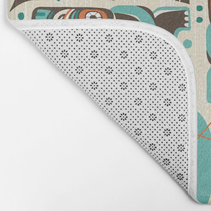 Tiki Hut Cream Aqua Bath Mat Gallery Image 2