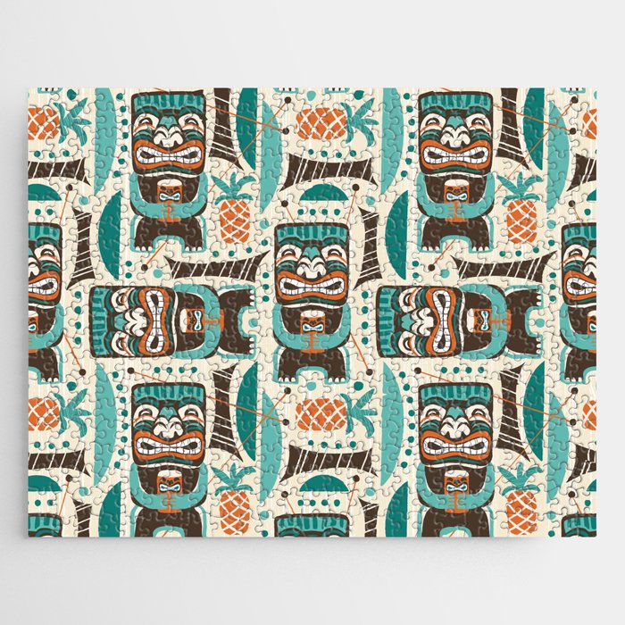 Tiki Hut Cream Aqua Jigsaw Puzzle Gallery Image 1