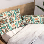 Tiki Hut Cream Aqua Pillow Sham Gallery Image 2