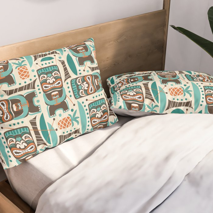 Tiki Hut Cream Aqua Pillow Sham Gallery Image 2