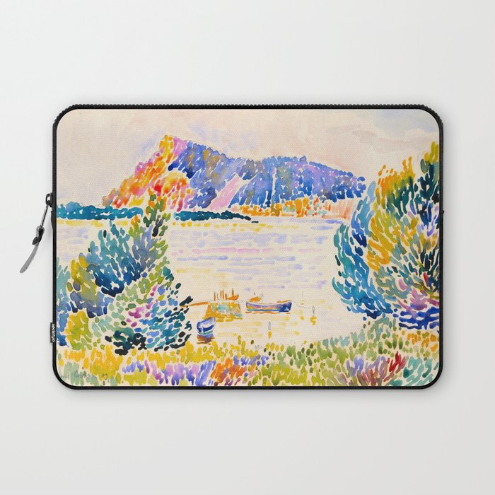 Henri-Edmond Cross Neo-Impressionism Pointillism Cap Nègre 1909 WatercolorPainting Laptop Sleeve Gallery Image 1