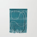 Teal Line Art Black White Modern Artwork Wall Hanging Gallery Image 1