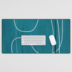 Teal Line Art Black White Modern Artwork Desk Mat Gallery Image 1