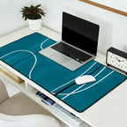 Teal Line Art Black White Modern Artwork Desk Mat Gallery Image 2