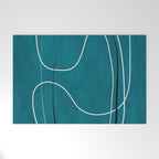 Teal Line Art Black White Modern Artwork Welcome Mat Gallery Image 1