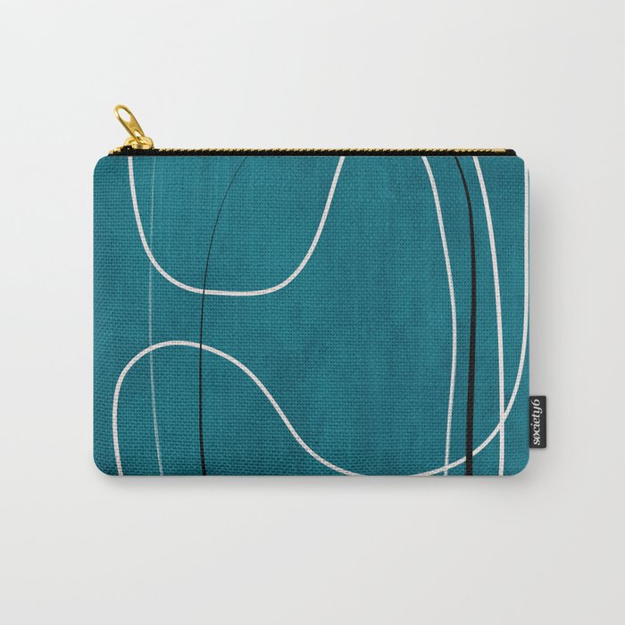 Teal Line Art Black White Modern Artwork Carry All Pouch Gallery Image 1