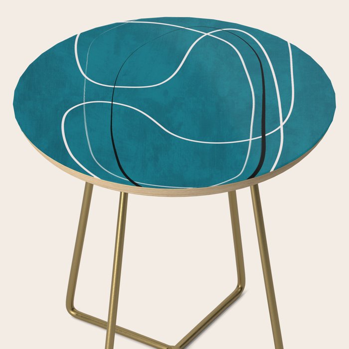 Teal Line Art Black White Modern Artwork Side Table Gallery Image 2