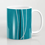 Teal Line Art Black White Modern Artwork Coffee Mug Gallery Image 1