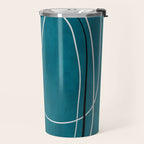Teal Line Art Black White Modern Artwork Travel Mug Gallery Image 2