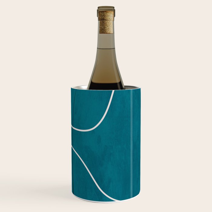 Teal Line Art Black White Modern Artwork Wine Chiller Gallery Image 1