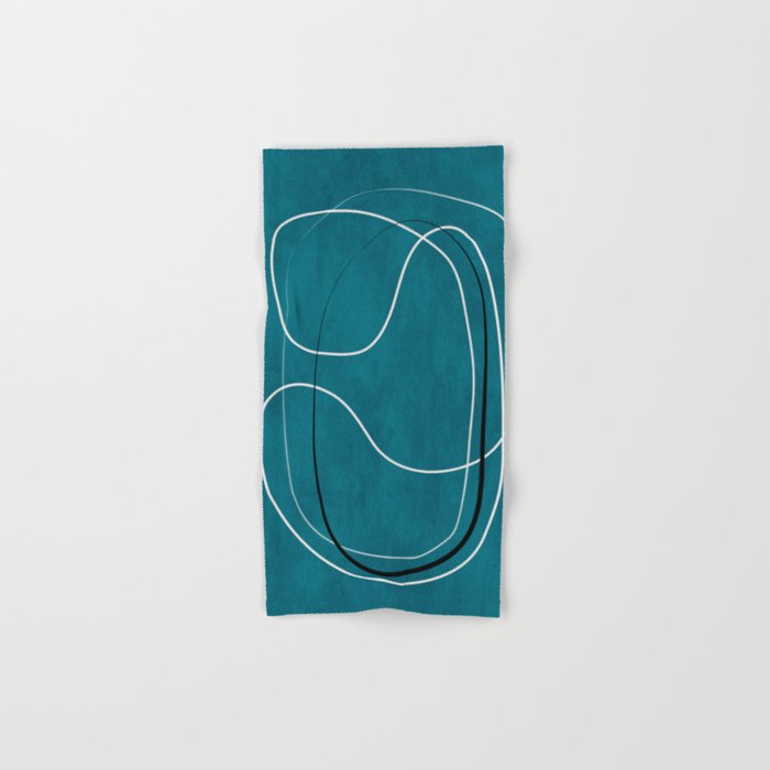 Teal Line Art Black White Modern Artwork Bath Towel Gallery Image 1