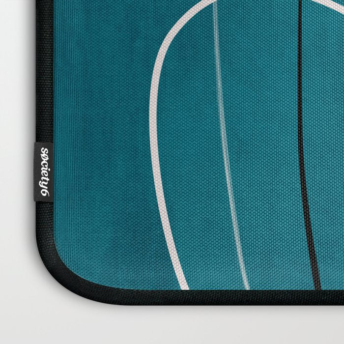 Teal Line Art Black White Modern Artwork Laptop Sleeve Gallery Image 3