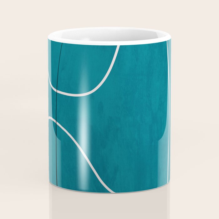 Teal Line Art Black White Modern Artwork Coffee Mug Gallery Image 4