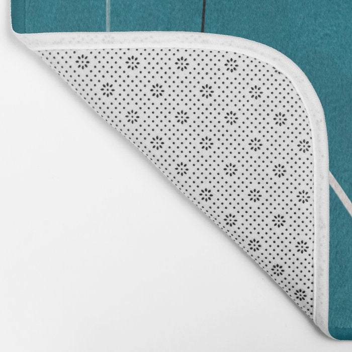Teal Line Art Black White Modern Artwork Bath Mat Gallery Image 2