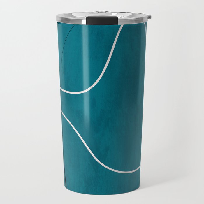 Teal Line Art Black White Modern Artwork Travel Mug Gallery Image 1