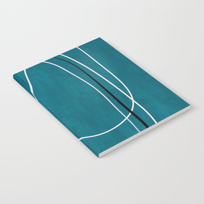 Teal Line Art Black White Modern Artwork Notebook Gallery Image 2