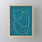 Teal Line Art Black White Modern Artwork Mini Art Print Gallery Image 1