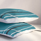 Teal Line Art Black White Modern Artwork Pillow Sham Gallery Image 3