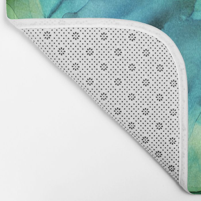Blue Green Spring Marble Abstract Ink Painting Bath Mat Gallery Image 2
