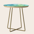 Blue Green Spring Marble Abstract Ink Painting Side Table Gallery Image 1