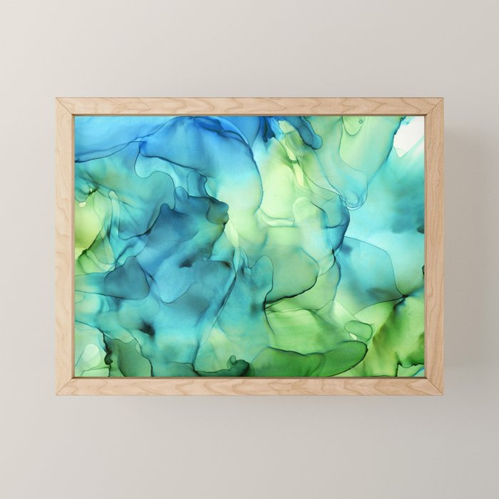 Blue Green Spring Marble Abstract Ink Painting Mini Art Print Gallery Image 1