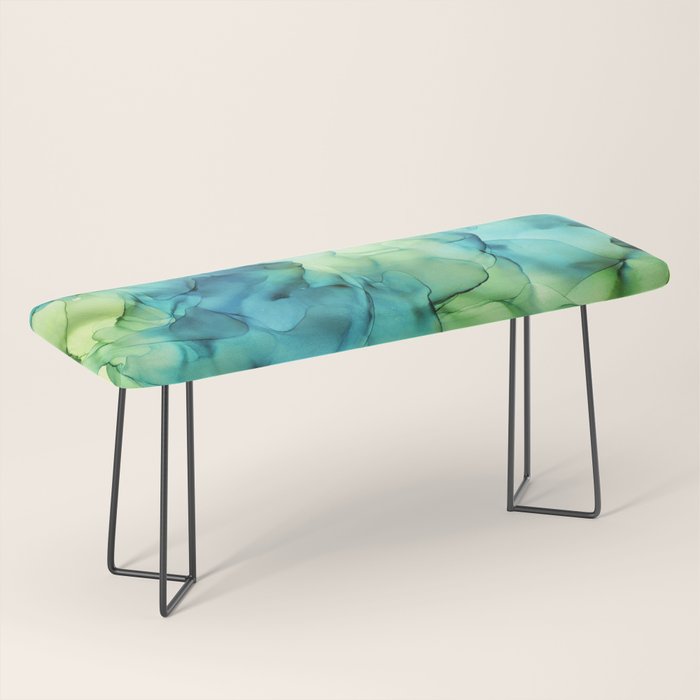 Blue Green Spring Marble Abstract Ink Painting Bench Gallery Image 1