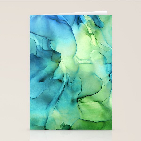 Blue Green Spring Marble Abstract Ink Painting Stationery Card Gallery Image 2