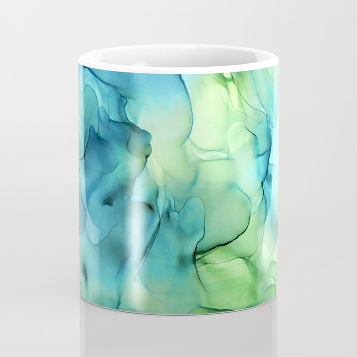 Blue Green Spring Marble Abstract Ink Painting Coffee Mug Gallery Image 4